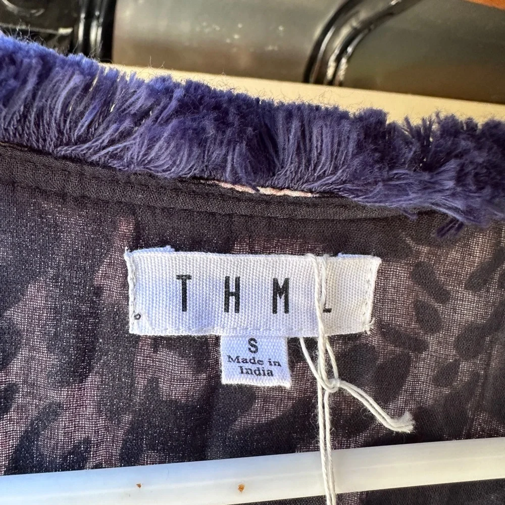 THML dress navy/cream/orange woman’s size small - Picture 4 of 5